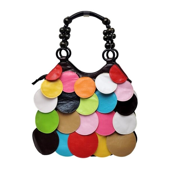 Unbranded Handbags - Colorful Multi-Disc Hobo Bag in Black with Bright Accents